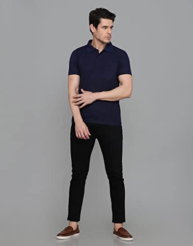 Image of INKKR Men's Polo Neck Half Sleeve Cotton Blend Regular Fit T-Shirt With Pocket