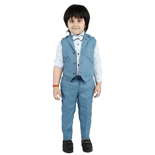Image of Kids Ethnic Suit Set I 3 Piece Party Suit for Boys | Kids Suit Set Shirt, Pant & Waistcoat I Birthday Boys Party Dress
