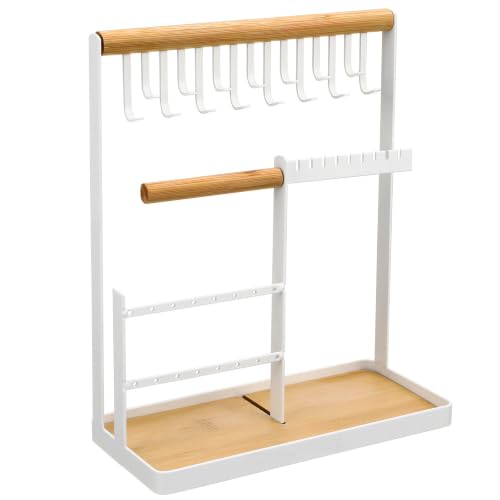 SEWACC Metal Jewelry Organizer Stand Minimalist and Fashionable Design with Different Height Levels Sturdy Jewelry Rack for Necklaces and Bracelets