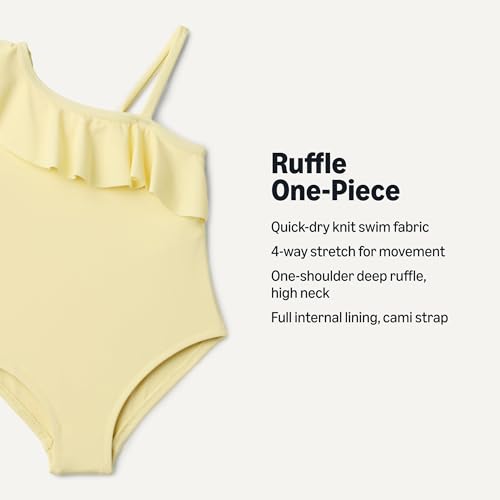 Image of Amazon Essentials Girls and Toddlers' Asymmetric Frill One-Piece Swimsuit