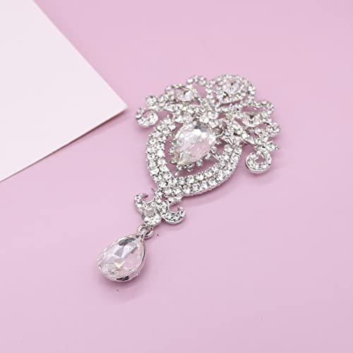Image of Crystal Pearl Flower Brooches Pins Fashion Beautiful Created Rhinestone Floral Brooch Good Idea for Party Dance Wedding Banquet for Elegant Women Girl