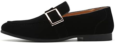 Santimon Casual Dress Shoes Men Slip on Driving Flats Suede Smoking Slipper Buckle Moccasins Loafers Black 12 US | Image 1