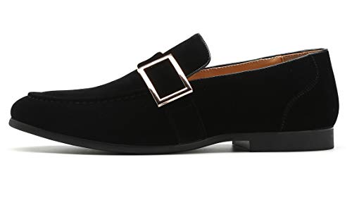 Casual Dress Shoes Men Slip on Driving Flats Suede Smoking Slipper Buckle Moccasins Loafers Black Brown Tan2