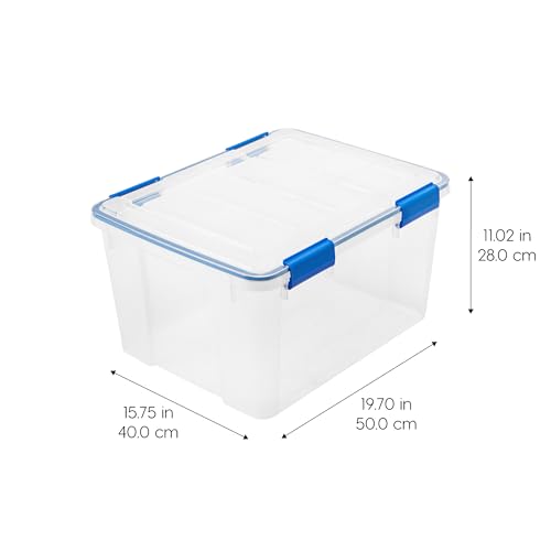 image for IRIS USA WeatherPro 44 Qt Storage Bins with Lids, 2 Pack, BPA-Free Pla
