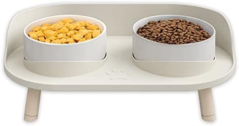 Elevated Cat Bowls, Ceramics Cat Food Bowl with Raised Stand, 3 Adjustable Heights Anti Vomiting Pet Bowl with No-Spill Design, 5 inches Bowl for Medium and Small Size Dog Cats