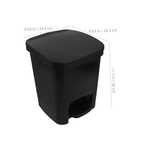 Caneca de basura rectangular con pedal y tapa negra miniatura 2