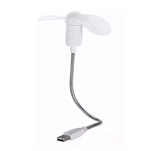 REY Mini Ventilador USB Blanco con Cable Flexible de 17 Cm, Calificación Energética A+++