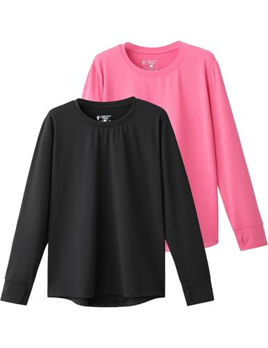 Image of Liberty Pro 3 Pack Youth Girls Active Long Sleeve Shirts | Dry Fit, Performance, Thumbholes, Athletic Tees for Kids and Teens