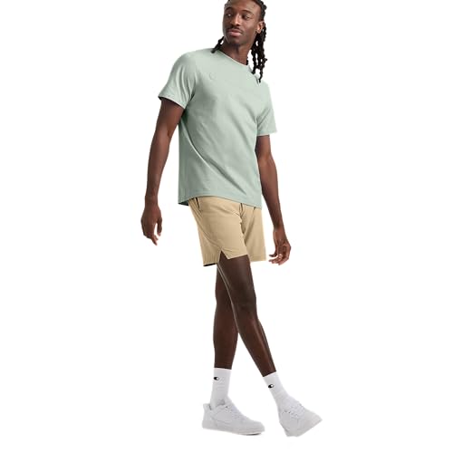 Image of Champion Men's Graphic Short Sleeve T-Shirt, Standard Fit, Tonal Script Logo, Midweight 100% Cotton