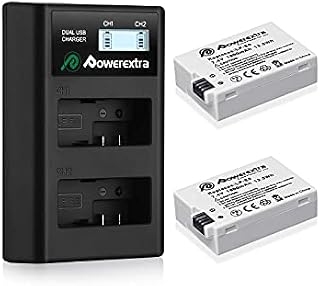 Powerextra Replacement Canon LP-E8 Battery and Dual LCD Charger 2 Pack 1800mAh,Compatible with Canon Rebel T3i,T2i,T4i,T5i,EOS 600D,550D,650D,700D,Kiss X5,X4,Kiss X6 Digital Camera