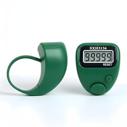 Image of Digital Finger Tally Counter, 5-Digit LCD Display, Ring Design with Reset Button (Pack of 1) (Green)
