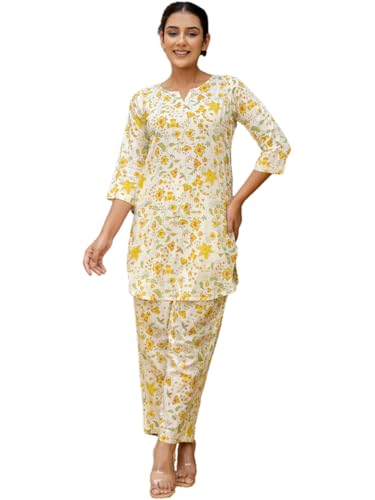 Image of feranoid Elegant V-Neck 3 /4 Sleeve Kurta & Pant Co-ord Set (S-XXL)