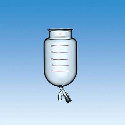 6522-17 Series Cylindrical Reaction Flask with Bottom Outlet, 200 mm O-Ring Groove Flange, 0-8 Easy-Action Bottom Valve with 28/15 O-Ring Ball Joint Connection, 6L Capacity