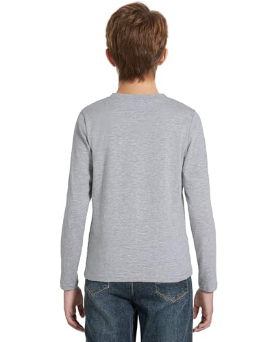 3 Pack Boys Long Sleeve Shirts Girls Cotton Crewneck T-Shirts Kids Basic Soft Long Sleeve Tees Top 5-13 Years3