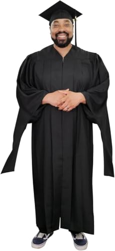 Unisex Masters Cap and Gown with 2026 Year Charm Masters Degree Black Graduation Regalia