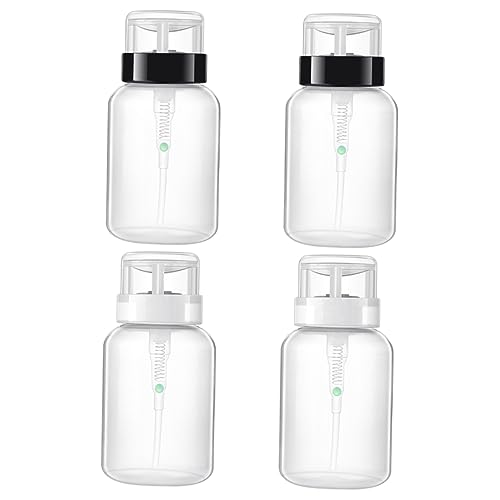 SOESFOUFU 4pcs 200ml Nail Polish Remover Bottles Pump Lockable Bottles for Easy to Use Liquid