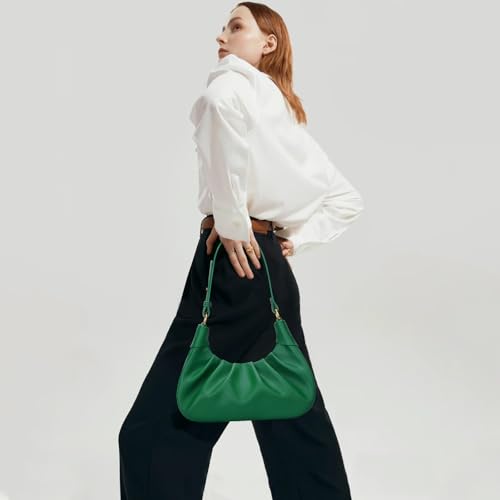 Image of KKXIU Shoulder Bag Crescent Handbag Ruched Purse Underarm Bag Mini Hobo for Women