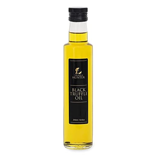 TruffleHunter Aceite de trufa negra (250 ml) Aceite de oliva Piezas de trufa real en botella - Aderezo de ensalada de adobo de condimento de comida gourmet - Vegano Kosher Vegetariano y sin gluten