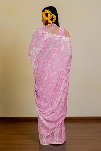 Image of MIRCHI FASHION Women Saree Floral Print Chiffon | Lightweight Festive Occasion Sari for Farewell and Functions with Unstitched Blouse Piece