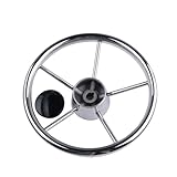 Boat Accessories Steering Wheel with knob Stainless Steel 5 Spoke 25 Degree 11'' Compatible with Marine Yacht(No knob)