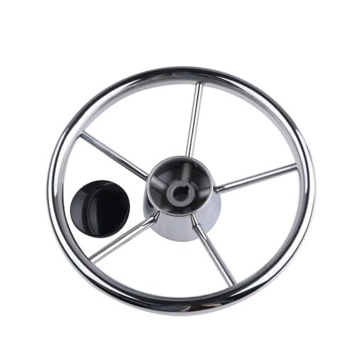 Boat Accessories Steering Wheel with knob Stainless Steel 5 Spoke 25 Degree 11'' Compatible with Marine Yacht(No knob)