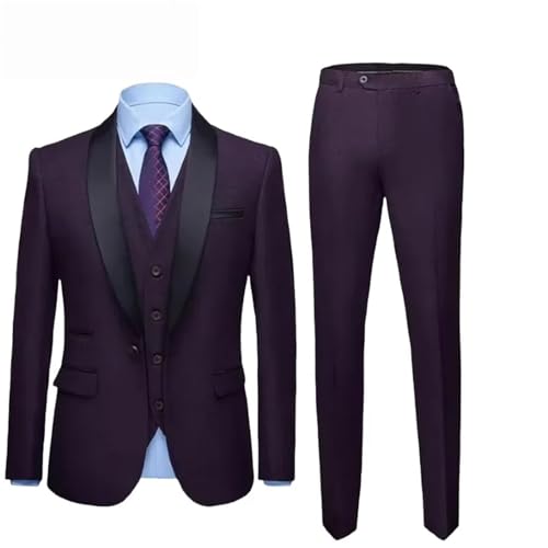 Men’s 3-Piece Tailcoat Suit Set, Slim Fit Wrinkle Resistant Jacket Vest & Pants, Wedding Dinner Formal Wear3