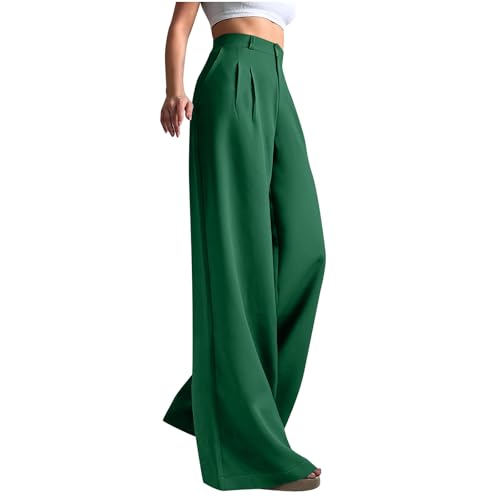 Wide Leg Pants Woman High Waisted Business Casual Work Dress Pant Dressy Palazzo Slacks Flowy Trousers with Pockets