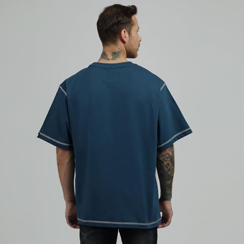 Image of BE SAVAGE 240 GSM Ultra Premium Heavyweight Oversized T Shirt for Men with Embroidered Savage in Front Drop Shoulder T Shirts for Men Embroidery T Shirt