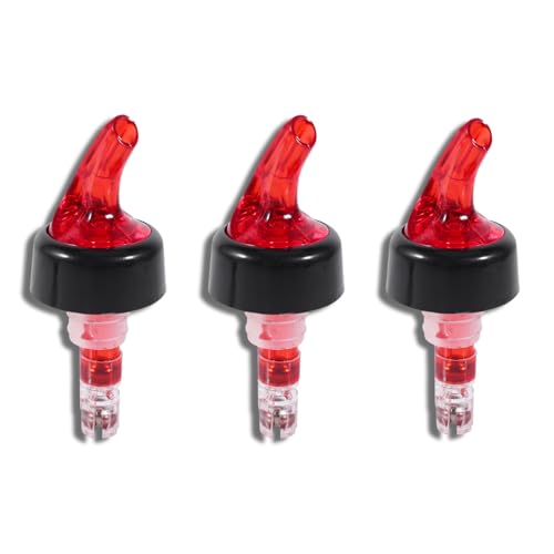 3 Pack Automatic Measured Bottle Pourer, Quick Spirits Measure Pourer Liquor Dispenser Bottle Pourers for Alcohol Home Bar Tool 35ml (Red)