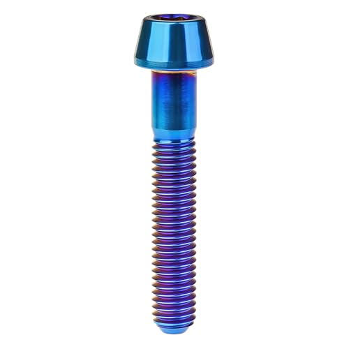 Image of Titanium Ti Bolt M5x9 16 18 20 25 30 35 40 45 50 55 60mm Tapered Head Screws Pack of 4 (M5x30mm, Burnt Blue)