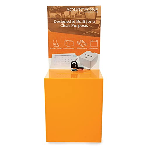Source One Premium Tall Donation Box For Charity With 6.75″ X 8.5″ Sign Holder Available In Multiple Colors (1 Pack, Orange) #TOP1