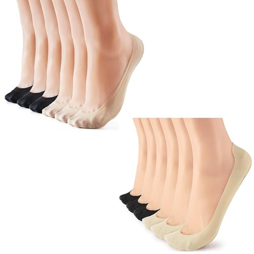 6 Pairs Women's No Show Socks + 6 Pairs Ultra Low No Show Socks for Women