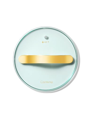 Image of Glass 7 inch Glass Lid For Pots & Pans - Made With Tempered Glass - Sized to Fit Caraway Ceramic-Coated & Stainless Steel Cookware - Gold