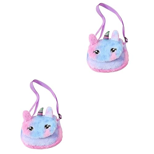 SOIMISS 2St Mobiltelefonhållare Handväska Telefonväska Med Axelrem Plysch Luddig Liten Pengaväxlingsväska Lurvig Slingväska Kreativ Axelväska Enhörning Axelväska Myntväska