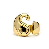 LUXENTER Anillo Alphabet M acabado en oro 18k - Ajustable