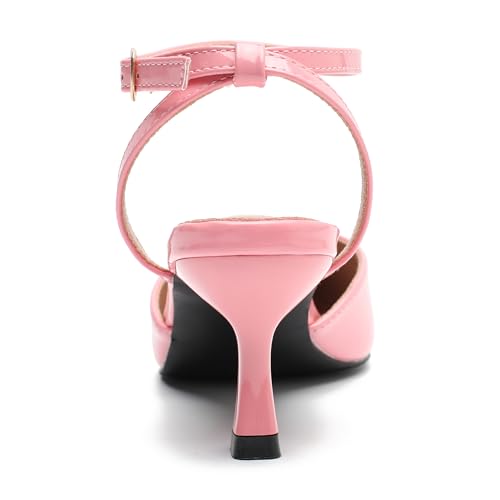 Women's Low Kitten Heel Pumps Classic Pointed Toe Ankle Strap Dress Shoes Closed Toe Comfortable Elegant Dress Wedding Party Shoes3