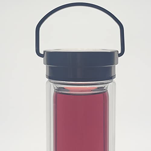 Infusions And More Stainless Steel And Borosilicate Glass Double Wall Bottle With Infuser And Neoprene Sleeve. Travel Bottle. Coffee Cup, Iced Tea Tumbler. #TOP1