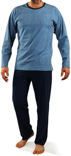 Sesto Senso Heren Lang Pyjama Set 100% Kotoen Groote Mouw Top & Bottom Nachtkleding Pjs L 07 Granat