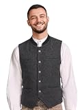 Men’s Trachten Bavarian Vest Oktoberfest Traditional Waistcoat, Classic Loden German Black Vest