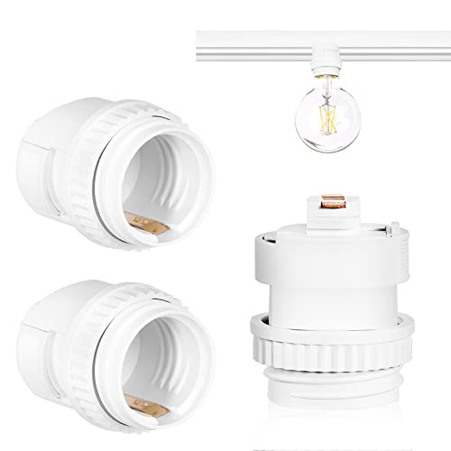 Pispoer ライティングレールソケット、E26電球ソケット、E26口金 ダクトレール用部品、工事不要、取付簡単、専用レール照明器具、天井照明、白い、3個入り