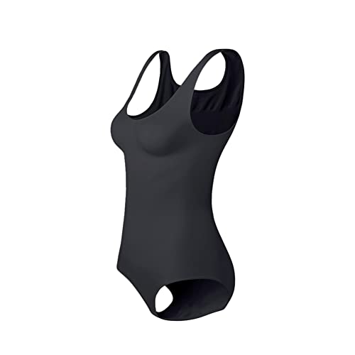 Kskshape Shapewear Bodysuit For Women Tummy Control Body Shaper Seamless Round Neck Waist Trainer Top,Black,S #TOP7