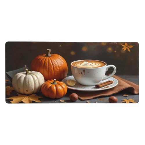 Grand tapis de souris de jeu orange rustique motif citrouille latte pour bureau PC