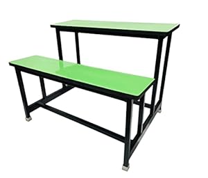 RATISON Home Tution School Duel Desk Medium Bench for Two Students Heavy Duty Frame with ply Board red Color (for Classes 3rd to 7th)