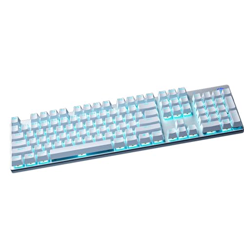 Image of HP GK400F Wired Mechanical Keyboard (Office /Gaming Dual-Use) - USB Wired Connection, Silver + White Color Scheme, 104-Key Layout, Brown Switches, Ice Blue Lighting, Top-Printed Keycaps, 26PN