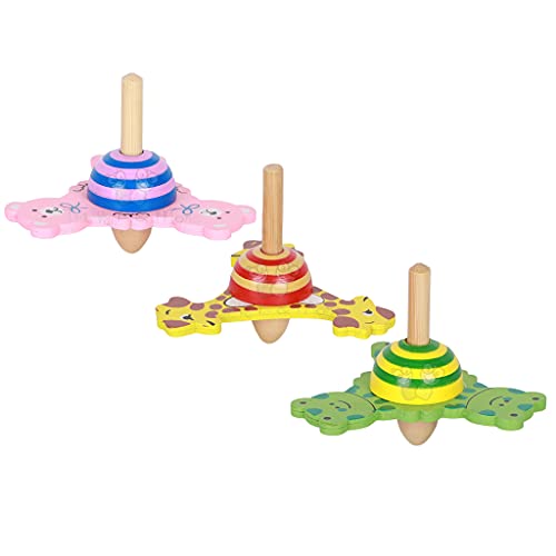 Image of Trinkets & More Spinning Tops for Kids Toddlers 3+ (Animal Theme Pack of 3)
