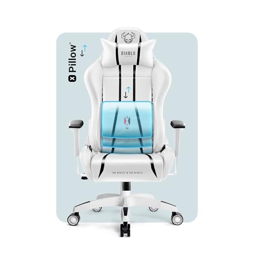 Chairs Sedia Gaming X-One 2.0 Piccola Sedia Ergonomica Girevole Con Cuscino Lombare E Poggiatesta Ecopelle Meccanismo HDS Tilttech 64x33x120 cm Bianco-Nero - Sedia gaming - Immagine 4