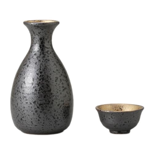 エールネット(Ale-net) 酒器セット 徳利 おちょこ セット 金マット 一合徳利 & 盃 (2個付) セット 陶器 美濃焼 冷酒器 熱燗 日本酒 酒器 とっくり 日本製