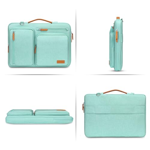 Image of MOSISO 360 Protective Laptop Shoulder Bag,14 inch Computer Bag Compatible with HP Lenovo Dell ASUS Acer, HP, Dell Latitude, Lenovo,Side Open Messenger Bag with 4 Zipper Pockets&Handle, Aqua Green