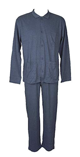 Pyjama homme manches longues avec boutons coton confortable ensemble nuit hiver bleu U302N7