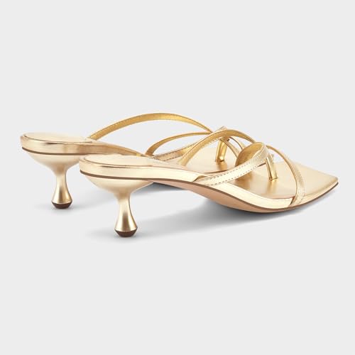 Image of MIRAAZZURRA Kitten Heels for Women Square Toe Flip Flop Low Heel Sandals | Kitten Heels for Women,Flip Flop Thong Heels,Square Toe,Low Heels,Slip On Slide Sandals,Daily Summer Shoes